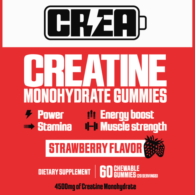 Creatine Gummies - 4500mg of Creatine, 60 Gummies, 20 Servings | Strawberry Flavor