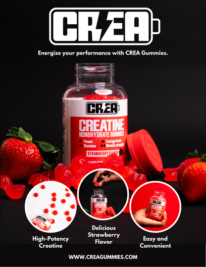 Creatine Gummies - 4500mg of Creatine, 60 Gummies, 20 Servings | Strawberry Flavor