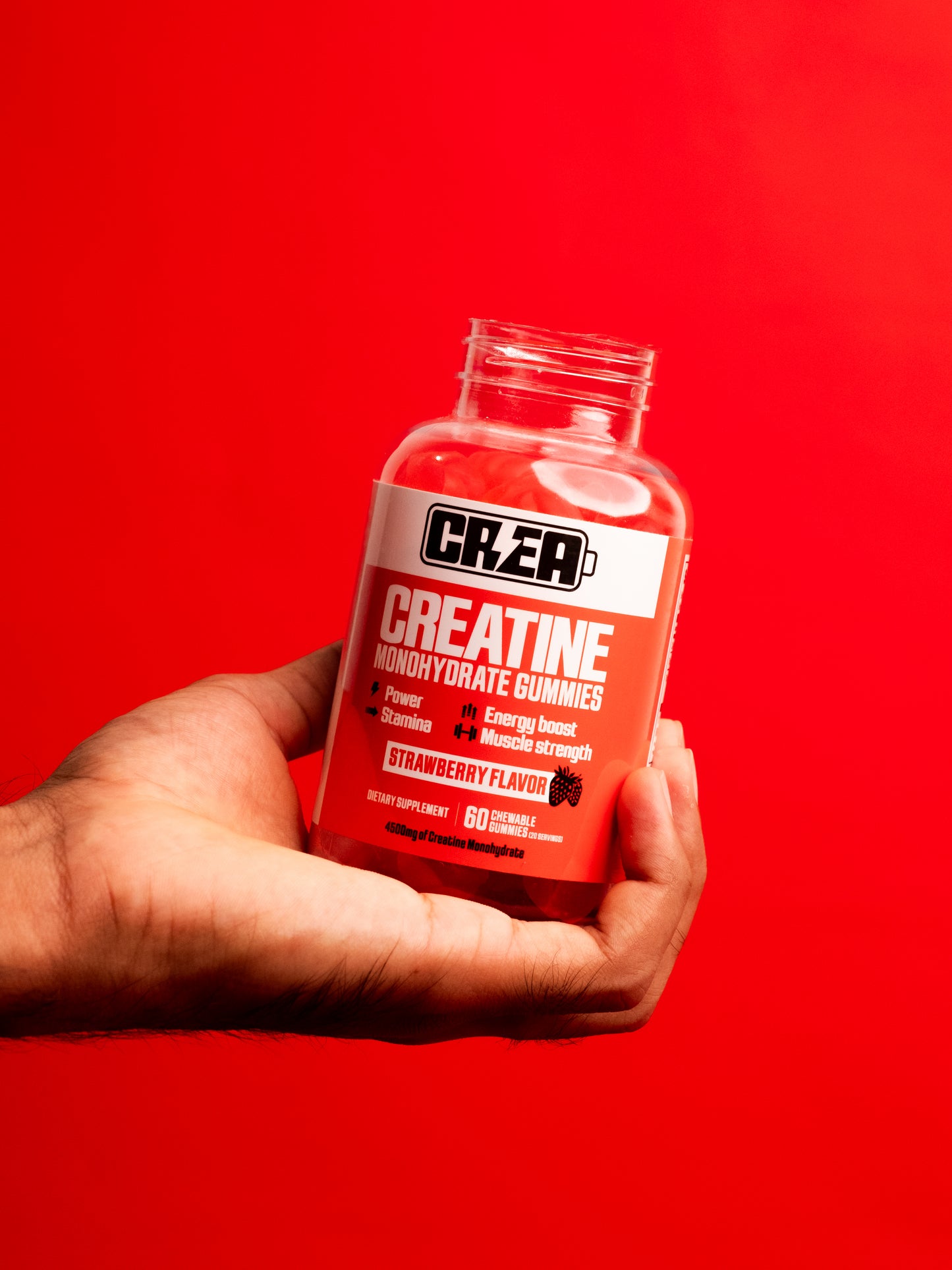 Creatine Gummies - 4500mg of Creatine, 60 Gummies, 20 Servings | Strawberry Flavor